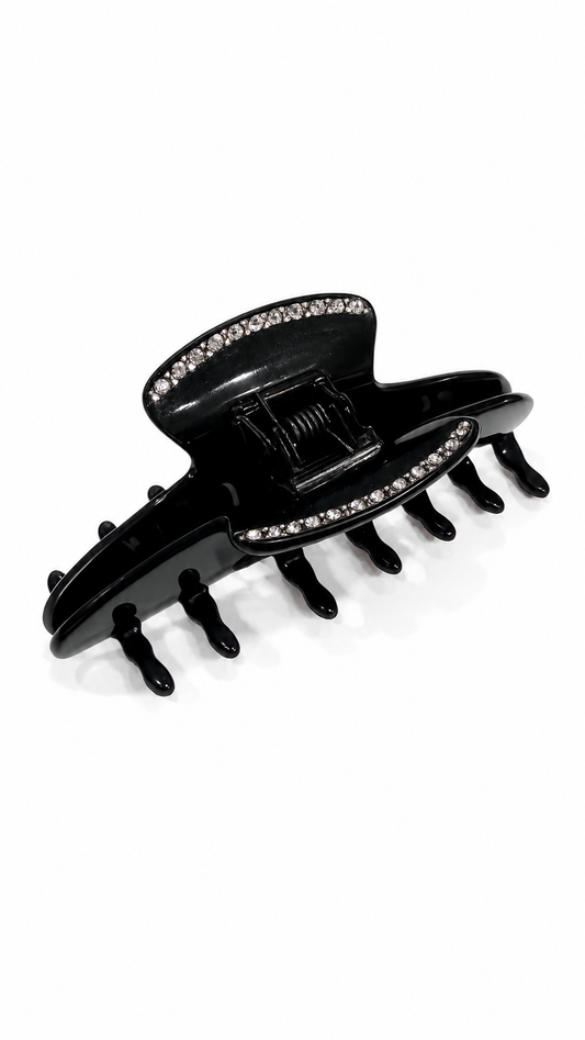 Chanel Black Resin Hair Clip with CC Logo
