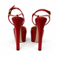 GUCCI RED LEATHER ANGEL T-STRAP PLATFORM SANDALS - SIZE 37.5