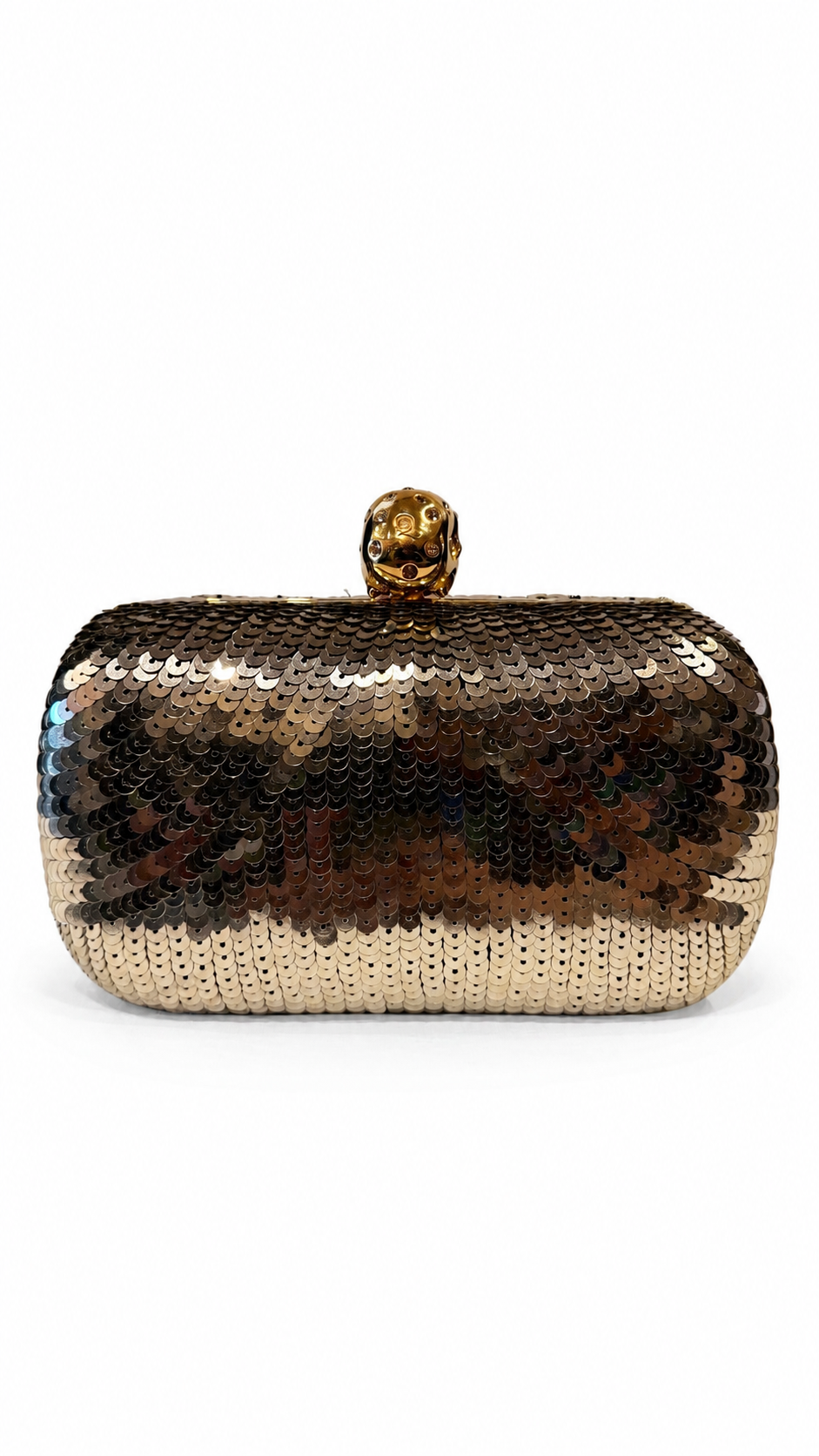 Alexander Mcqueen Gold Sequin and Crystal Skull Clutch