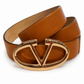 valentino brown leather belt with logo buckle - size 75