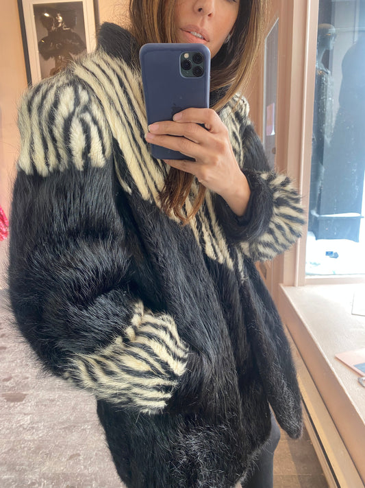 Black/White Fur Striped Coat