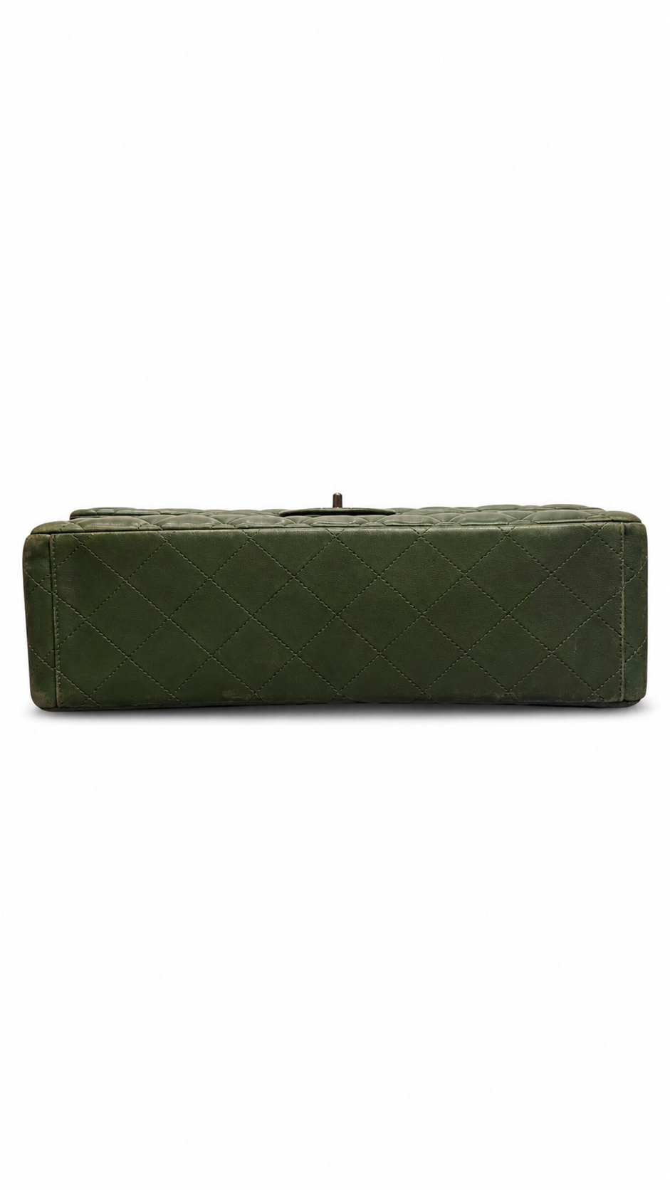 chanel dark green quilted caviar leather jumbo bag