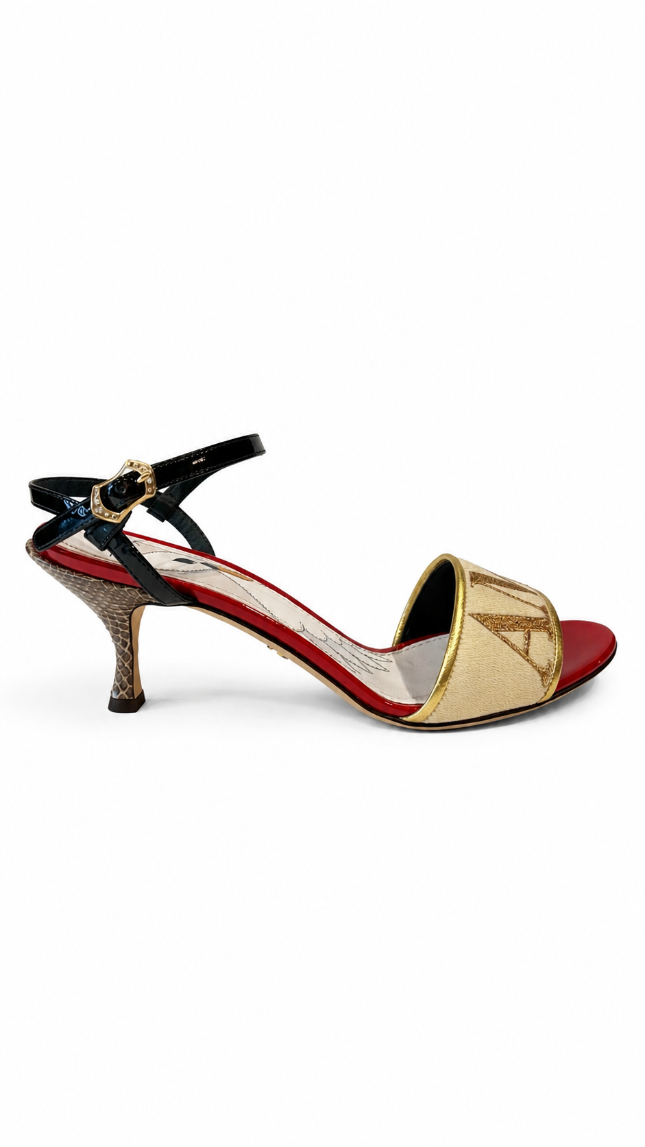 DOLCE AND GABBANA MULTI COLOR AMORE EMBROIDERD SANDALS - SIZE 38.5