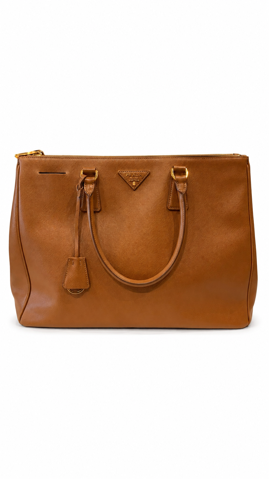 PRADA LUX LEATHER GALLERIA DOUBLE ZIP BAG
