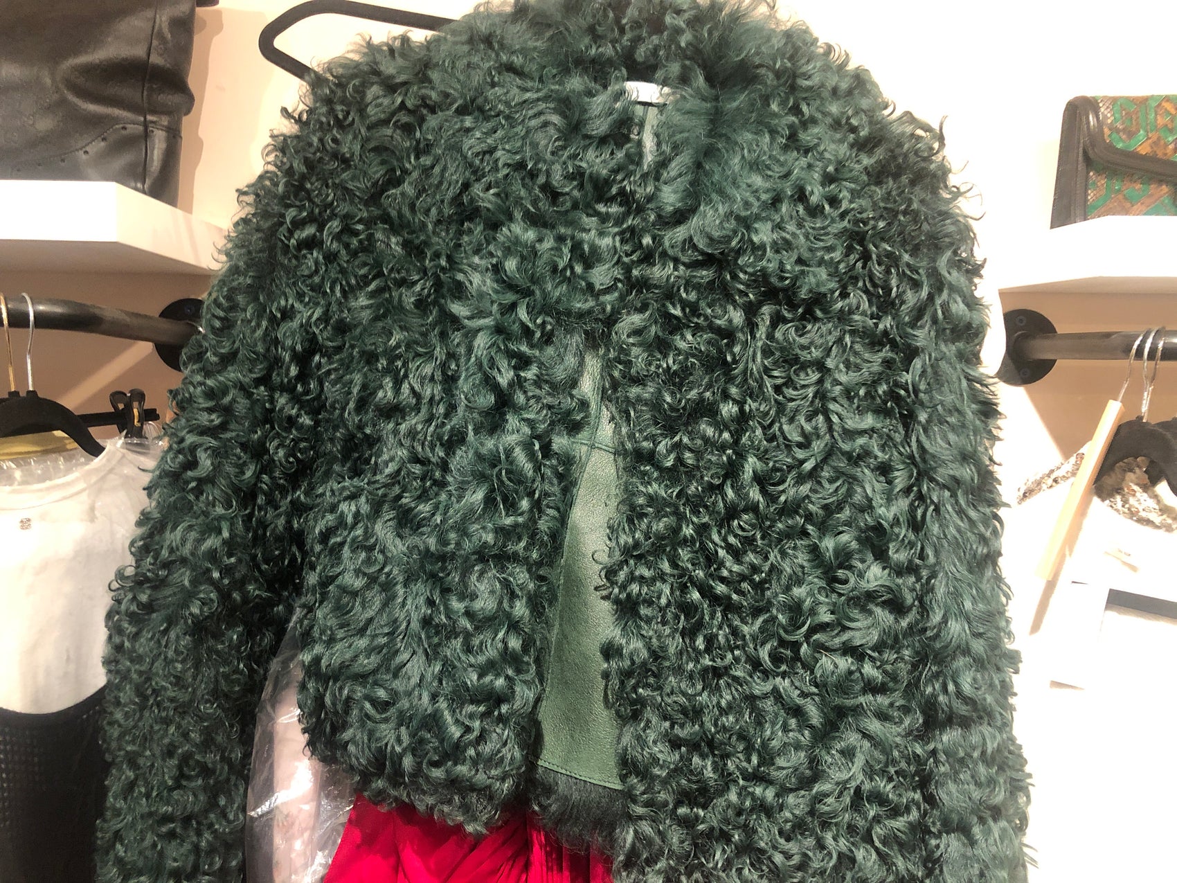 Mulberry green shag jacket