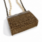 CHANEL FAUX PEARL AND LEATHER FLAP BAG PENDANT NECKLACE