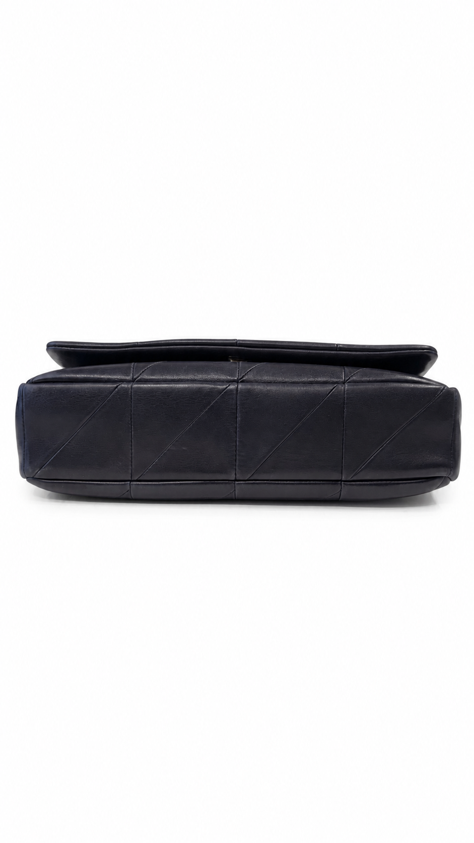Saint Laurent Navy Chain Bag with Stiching 1/2 Triangle Decor
