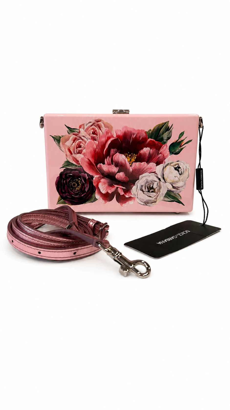 dolce and gabbana peony printed acrylic crossbody bag