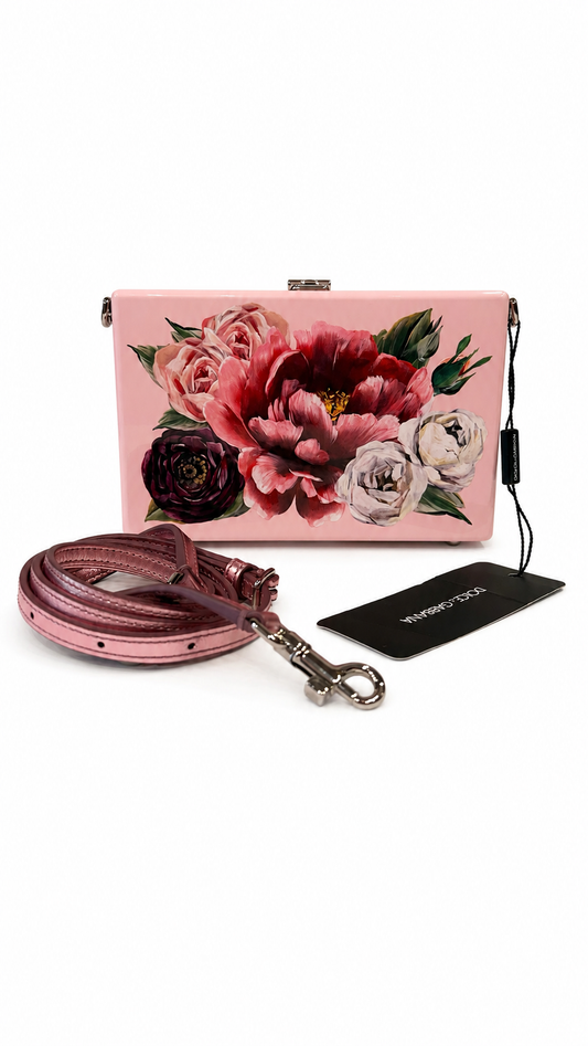 dolce and gabbana peony printed acrylic crossbody bag