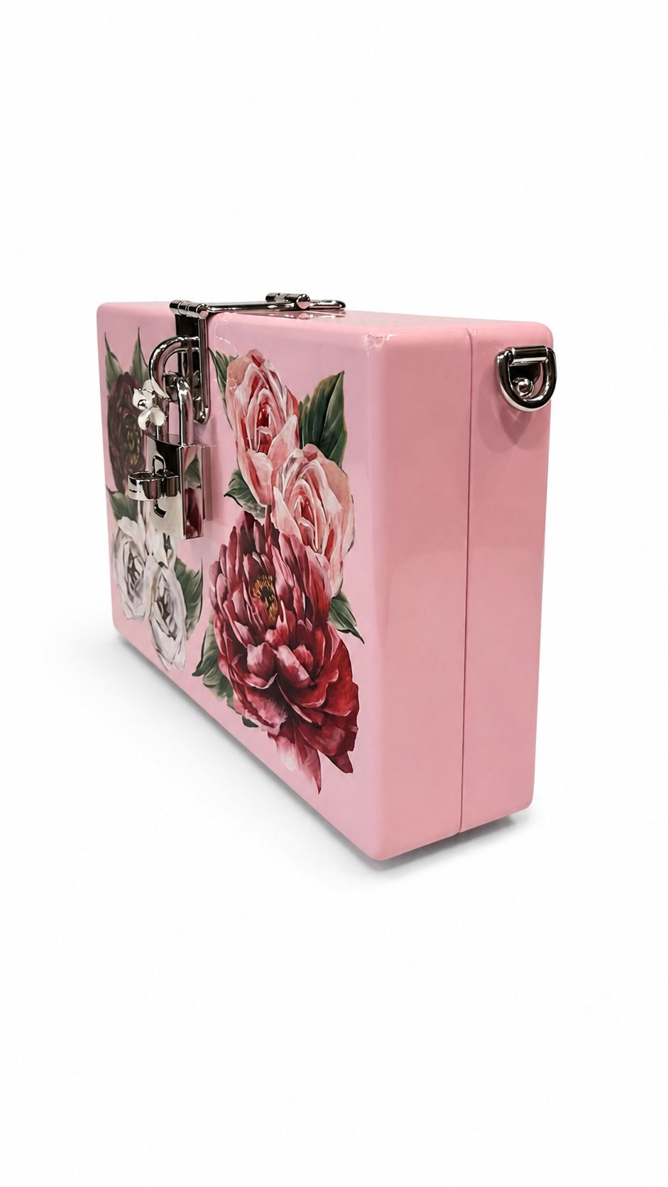 dolce and gabbana peony printed acrylic crossbody bag