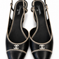 chanel coco black slingback pumps with white trim - size 40