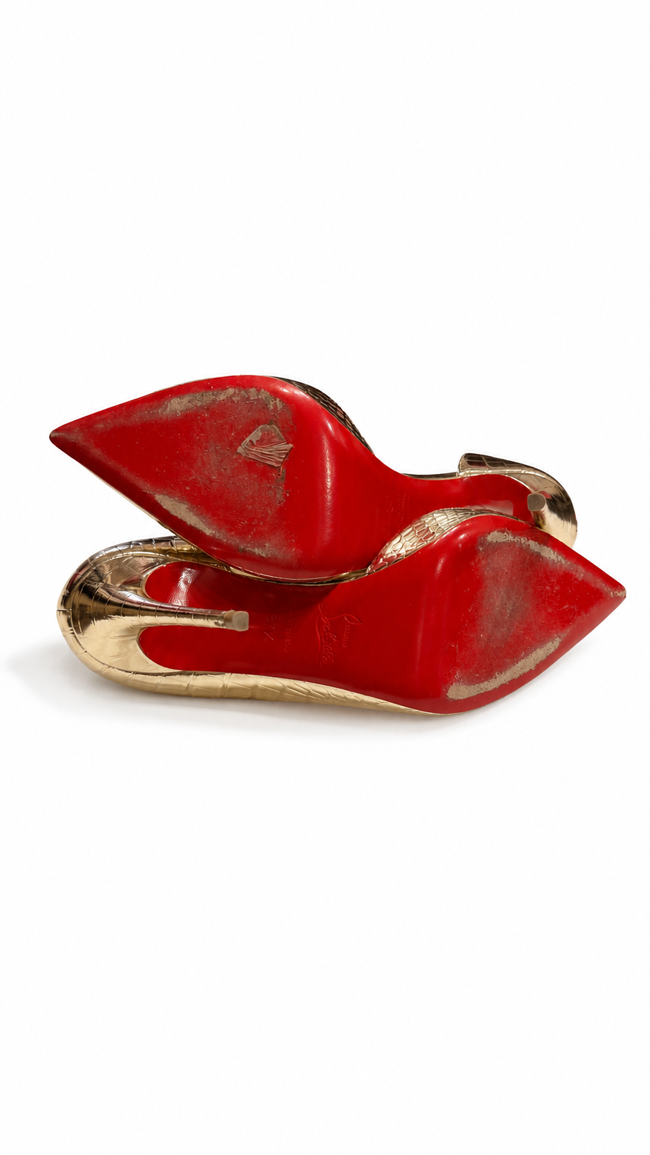 Christian Louboutin Silver Croc Embossed Heels 37.5