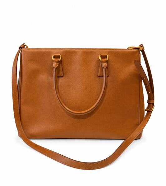 PRADA LUX LEATHER GALLERIA DOUBLE ZIP BAG