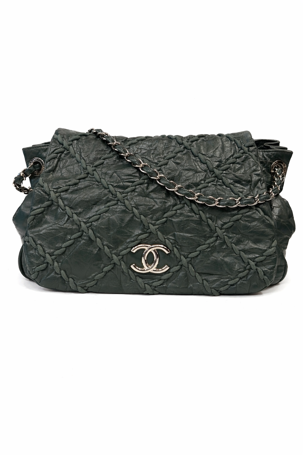 CHANEL GREEN ULTRA STITCH LEATHER HANDBAG