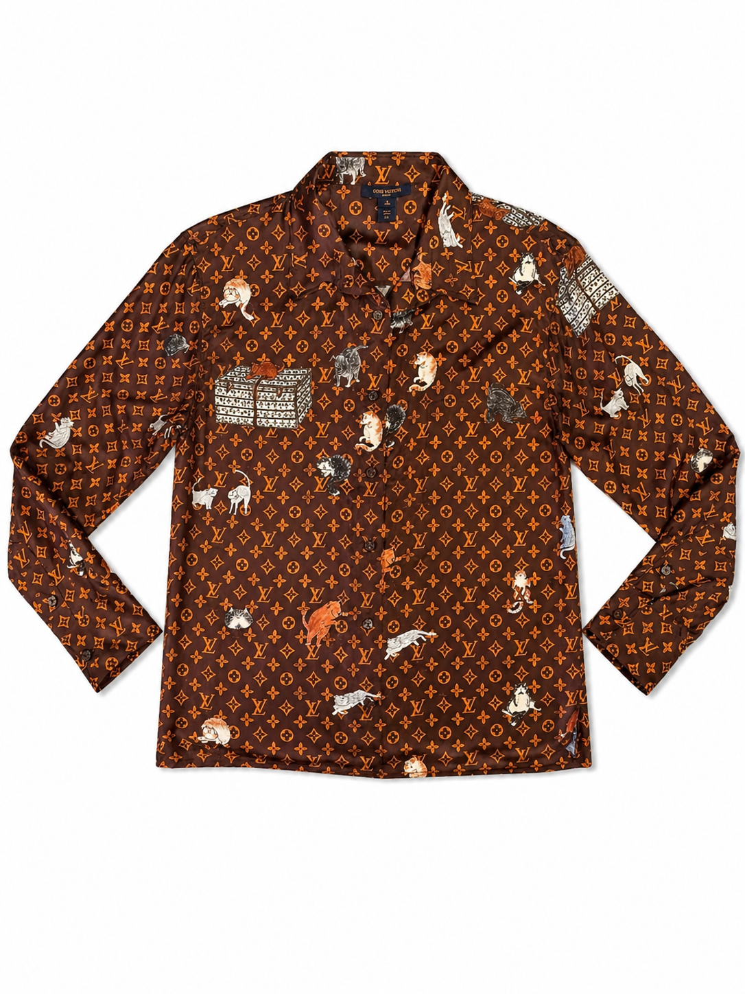 LOUIS VUITTON X Grace Coddington Catogram Silk Shirt 36
