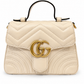 GUCCI WHITE CALFSKIN MATELASSE MINI GG MARMONT BAG