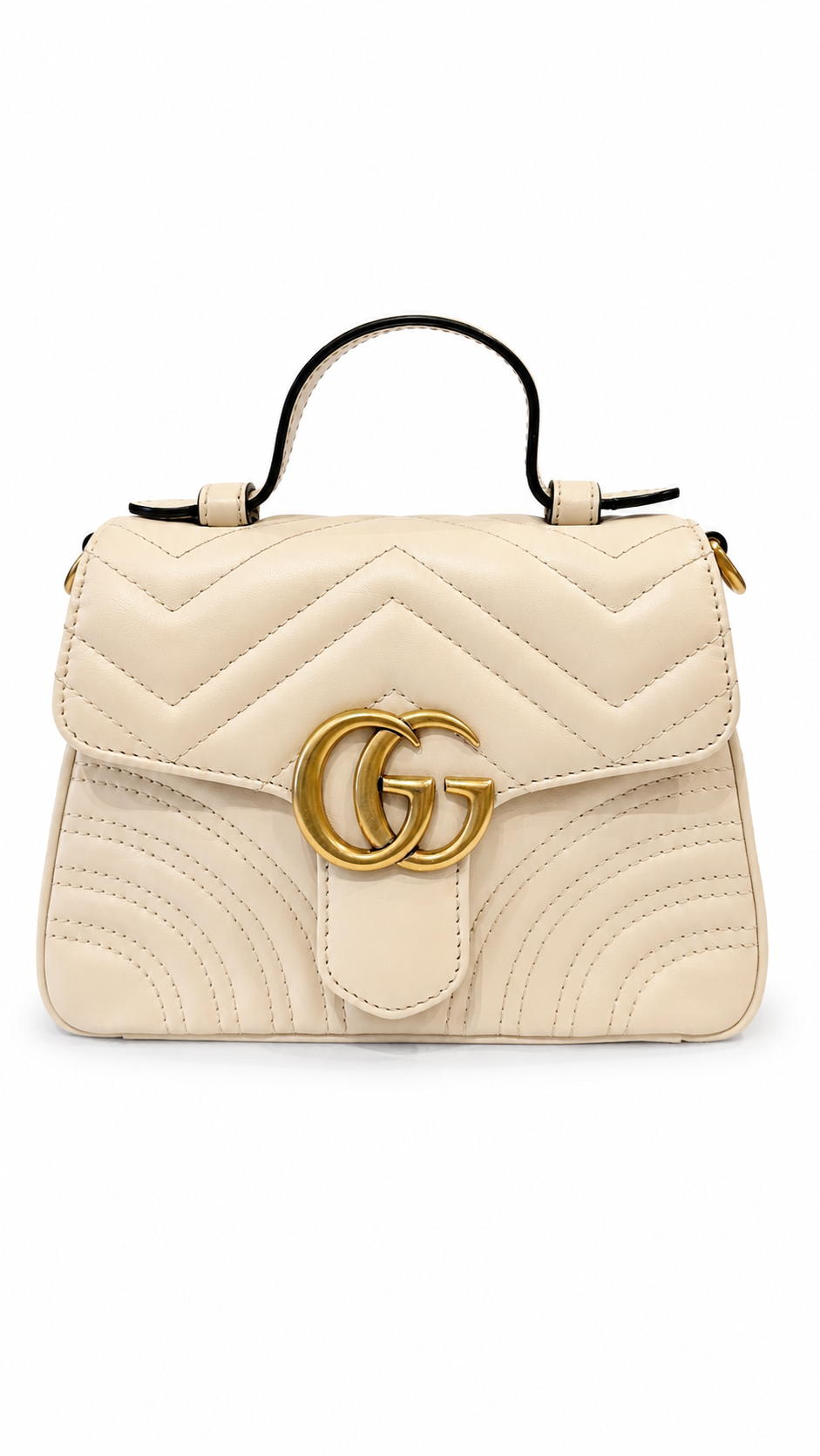GUCCI WHITE CALFSKIN MATELASSE MINI GG MARMONT BAG