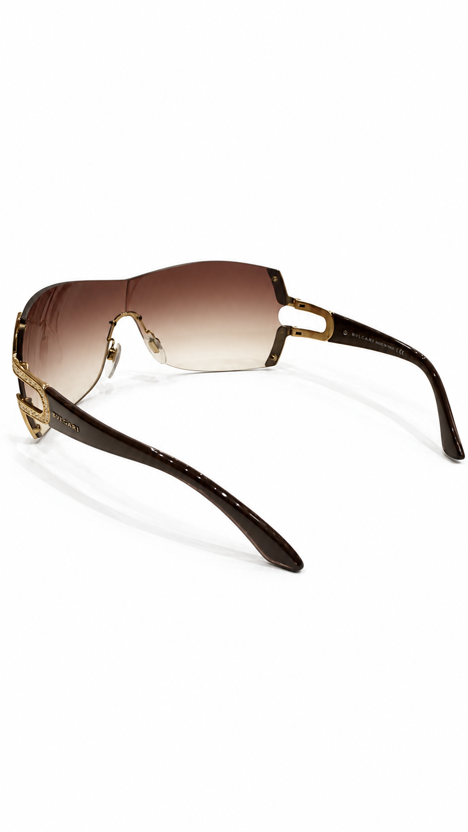 BVLGARI GRADIENT SHIELD CRYSTAL INCRUSTED SUNGLASSS