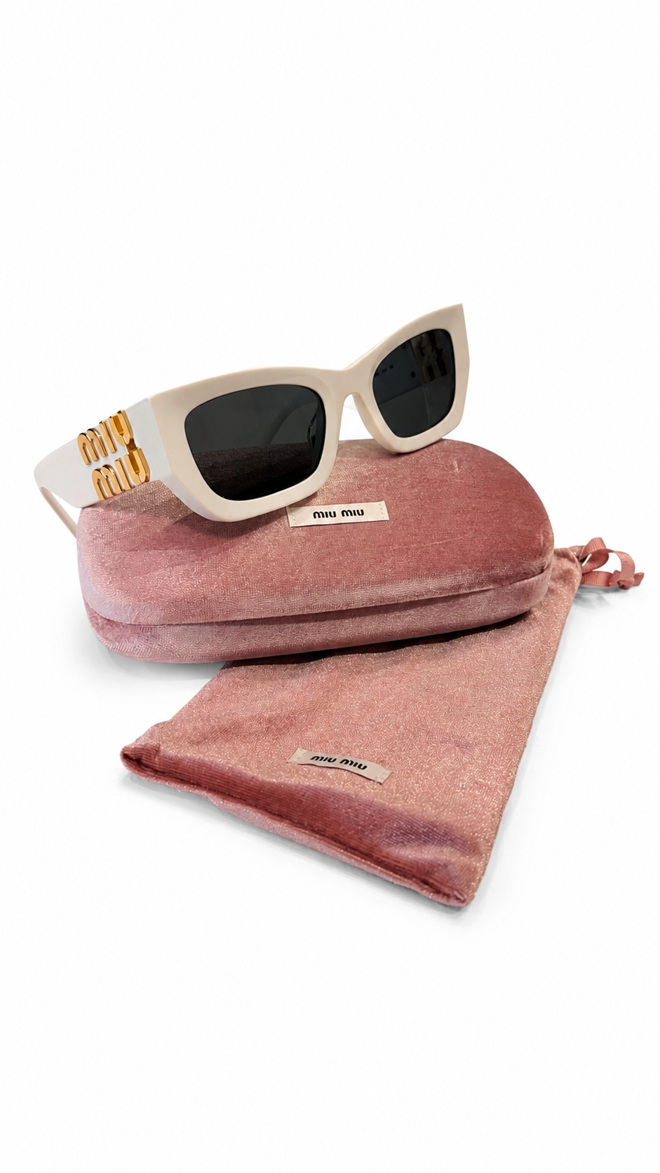 MIU MIU WHITE LOGO SUNGLASSES