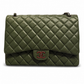 chanel dark green quilted caviar leather jumbo bag