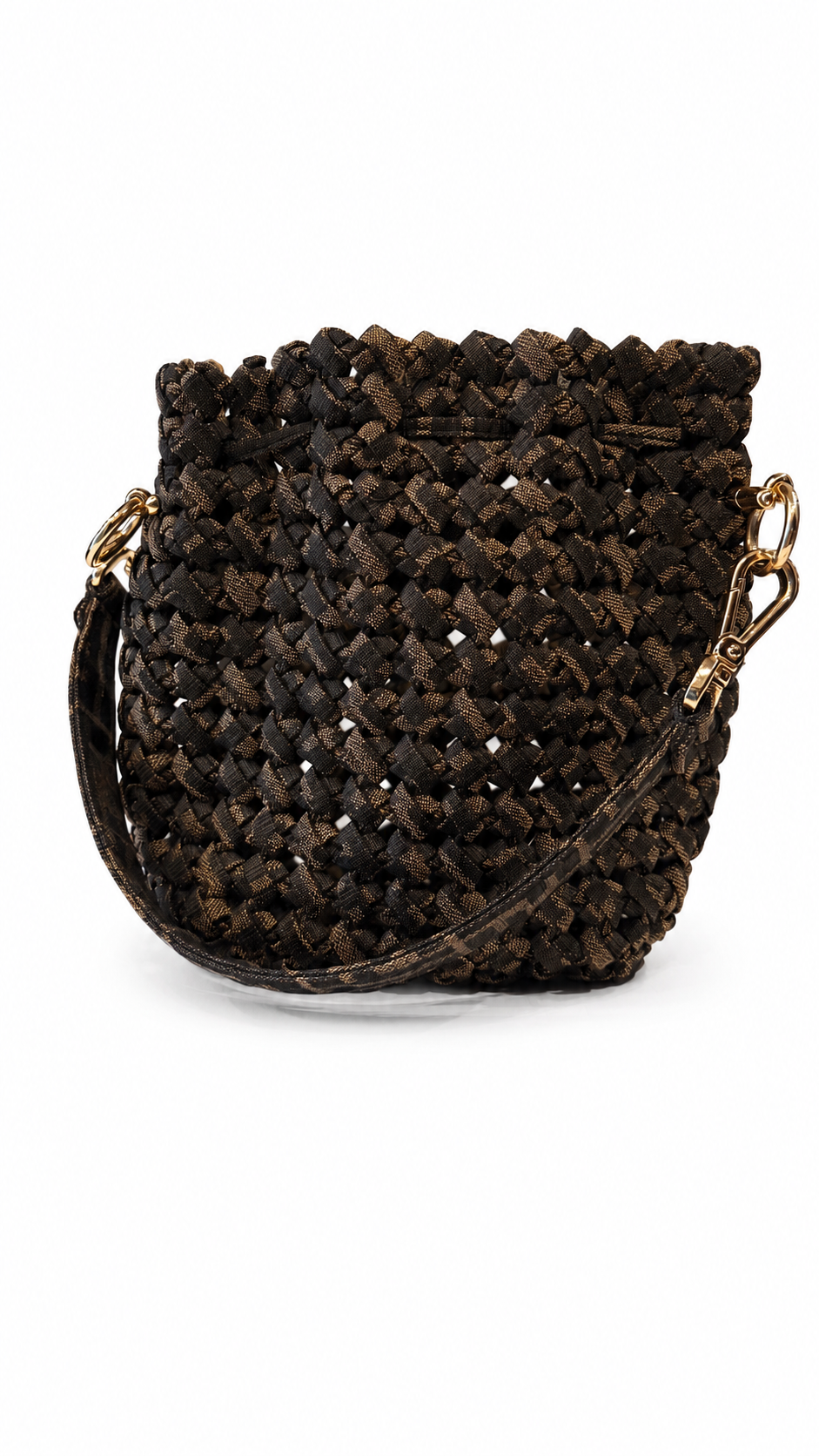Fendi Brown Zucca Interlace Canvas Mini Mon Tresor Bucket Bag
