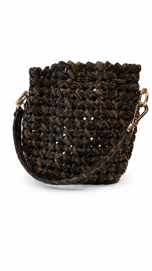 Fendi Brown Zucca Interlace Canvas Mini Mon Tresor Bucket Bag