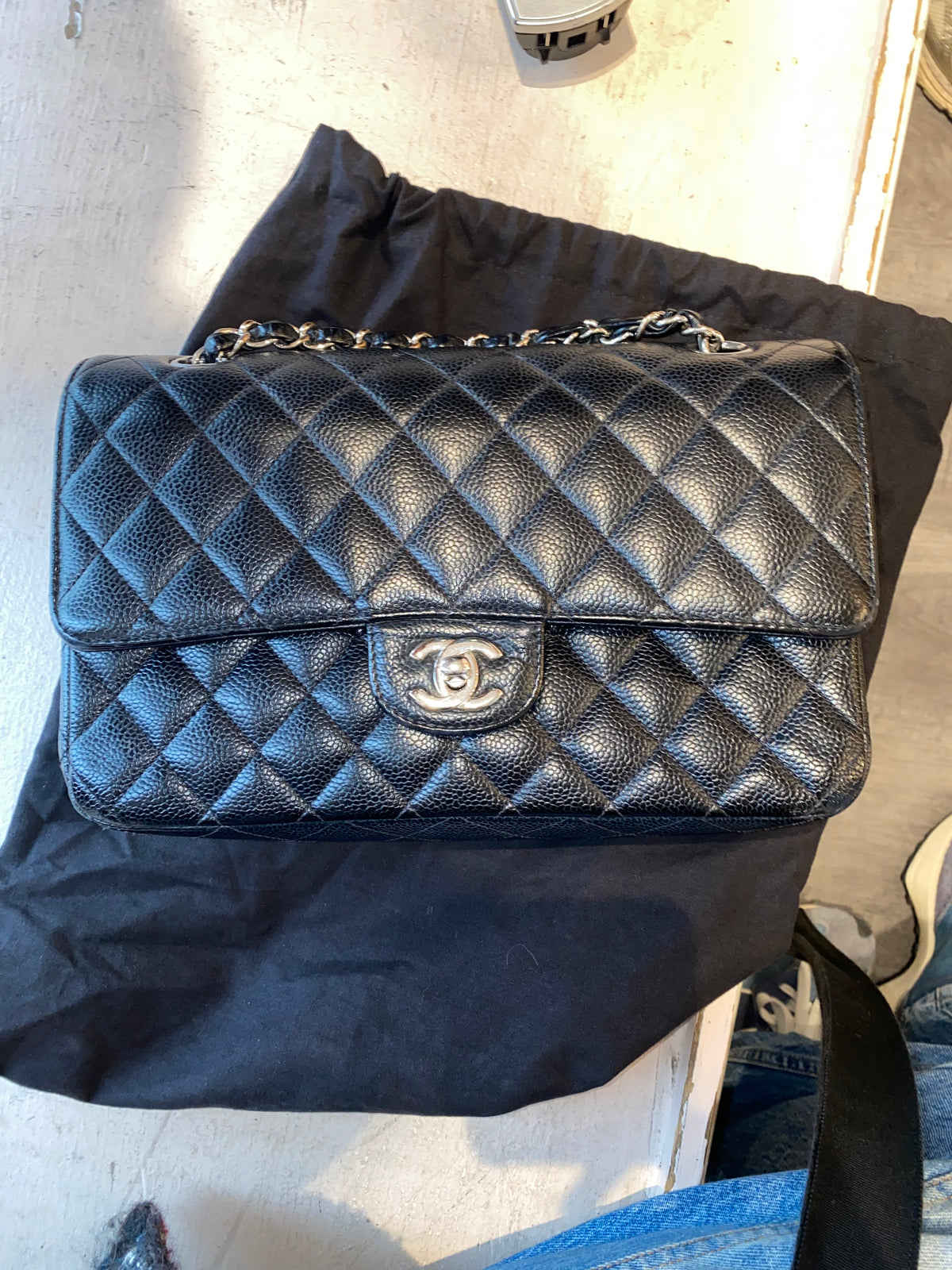 Chanel Caviar Double Flap Silver Hardware