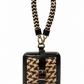 burberry rare black leather and woven straw wristlet bag