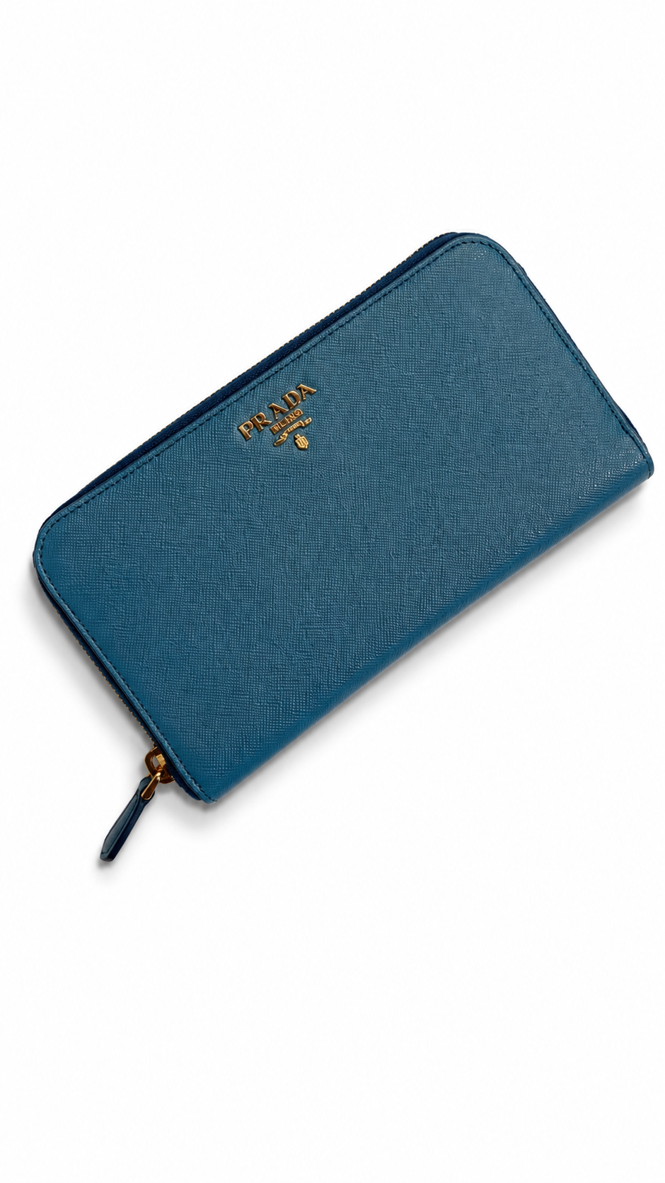 PRADA TURQUOISE SAFFIANO LEATHER WALLET