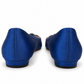 MANOLO BLAHNIK HANGISIFLAT BLUE SATIN WITH JEWEL BUCKLE - 37.5