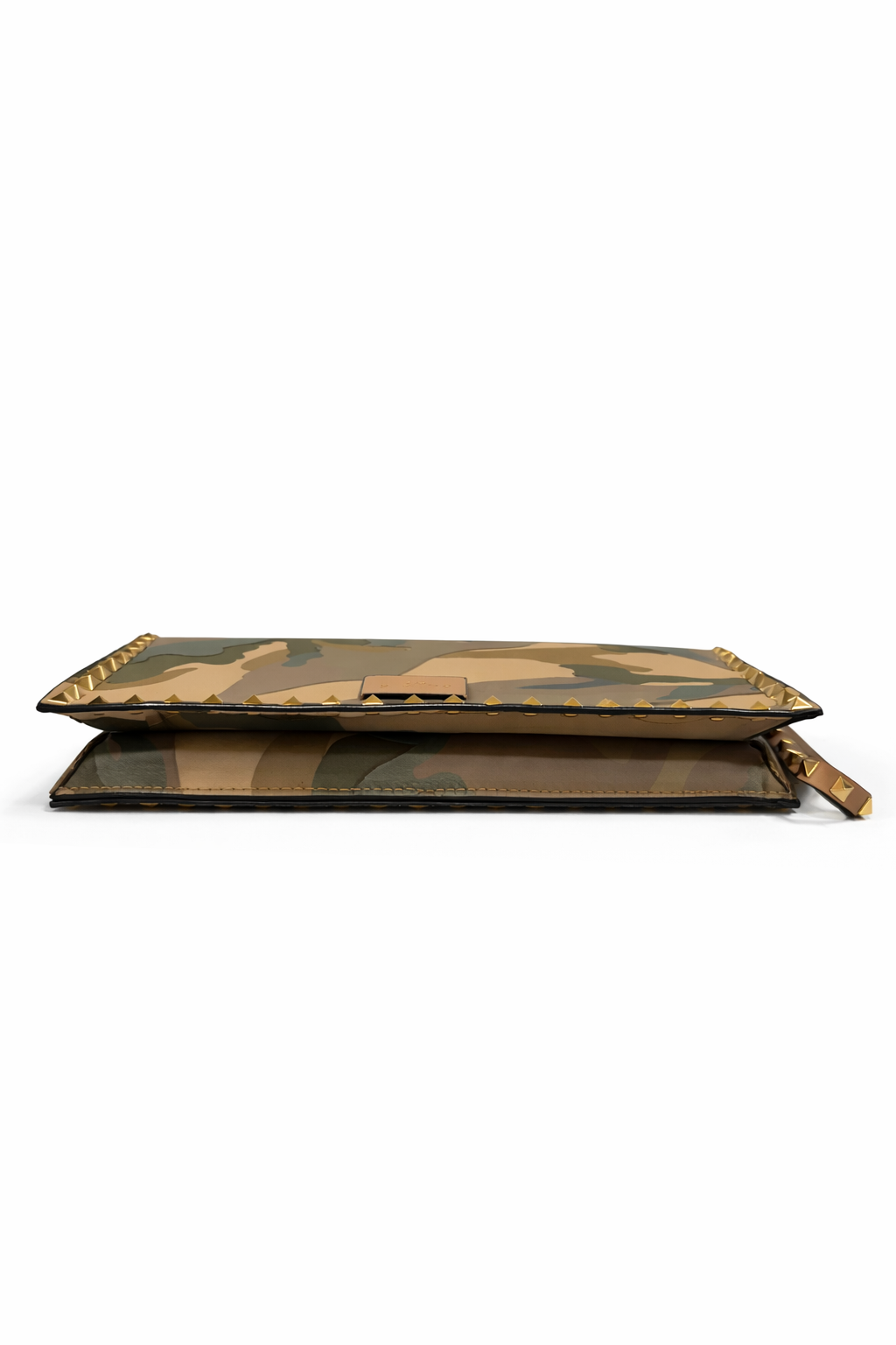 Valentino Rockstud Camouflage Canvas and Leather Clutch