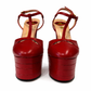 GUCCI RED LEATHER ANGEL T-STRAP PLATFORM SANDALS - SIZE 37.5