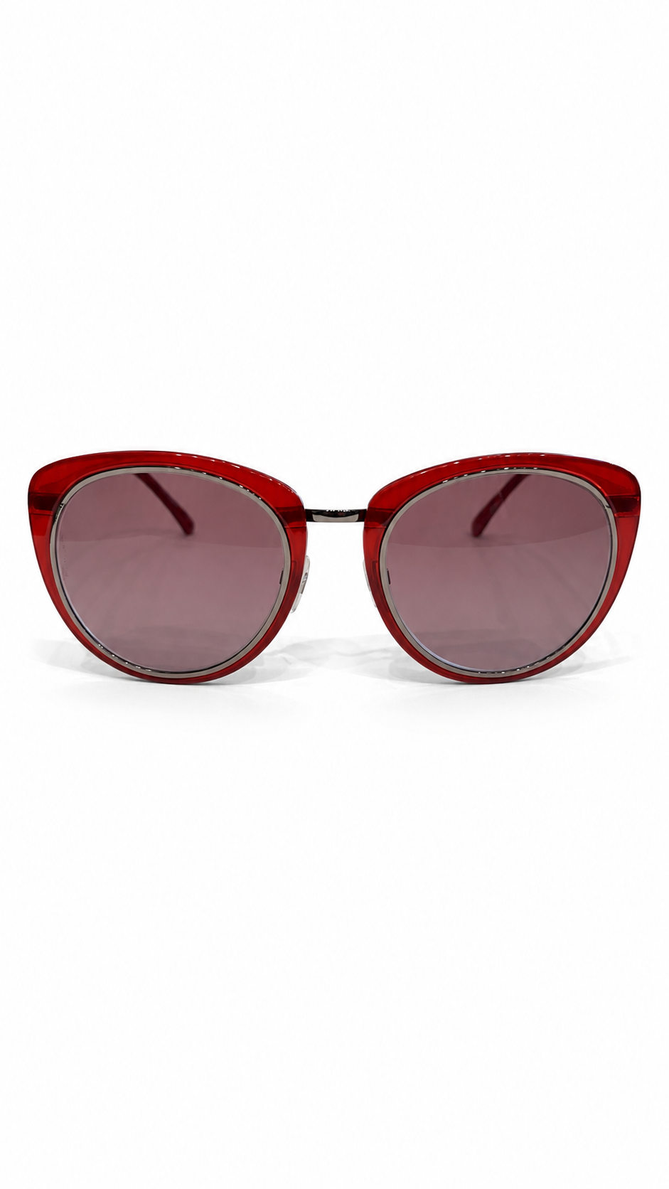 CHANEL RED/GUN METAL CAT EYE SUNGLASSES