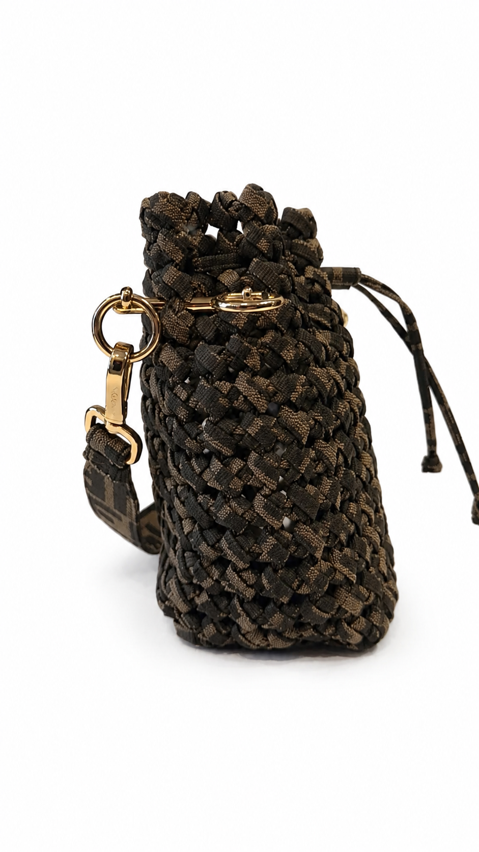 Fendi Brown Zucca Interlace Canvas Mini Mon Tresor Bucket Bag