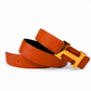 HERMES ORANGE/NOIR EPSOM AND BOX LEATHER CONSTANCE REVERSIBLE BELT - SIZE 70