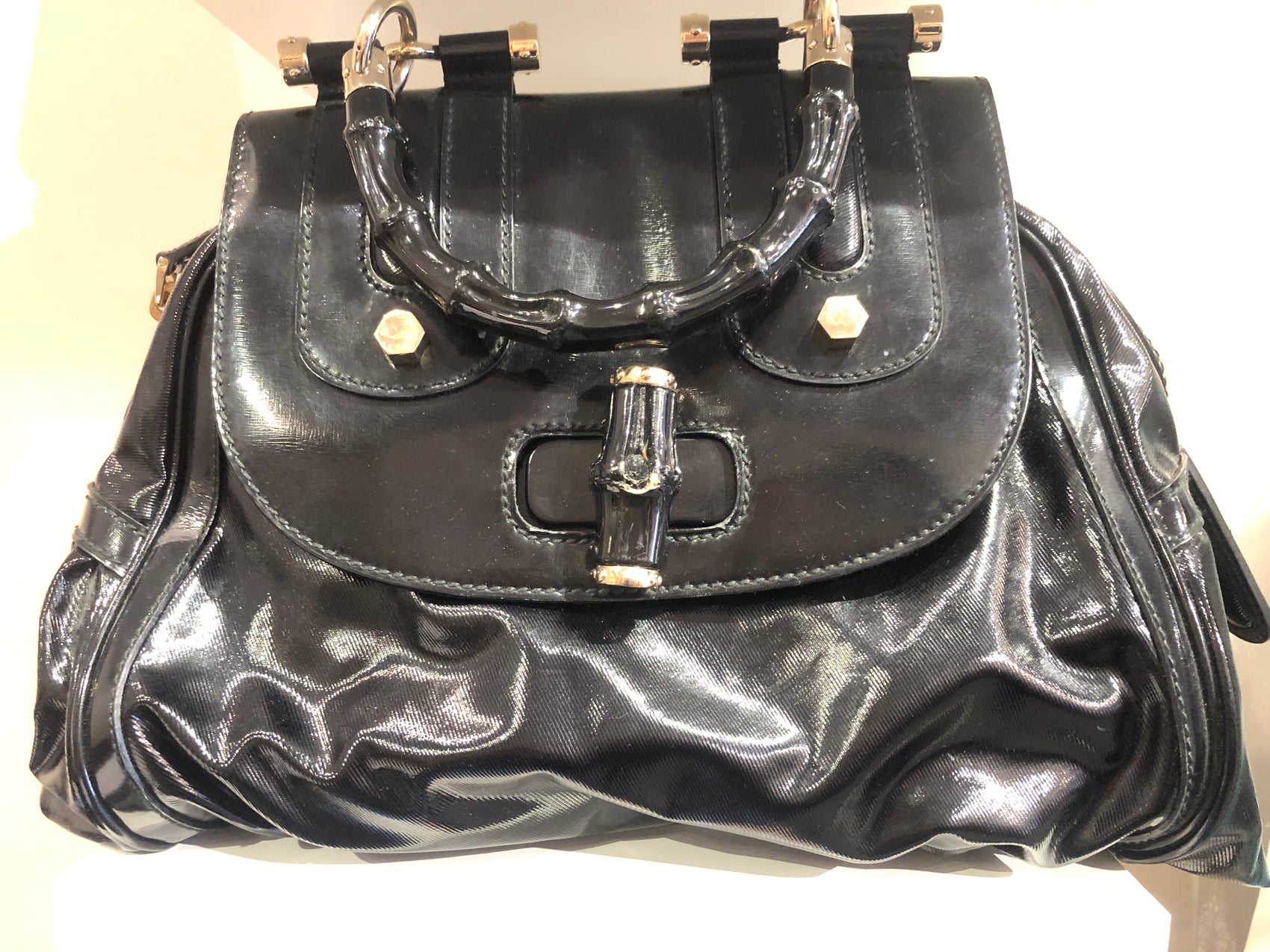 Gucci black patent handbag