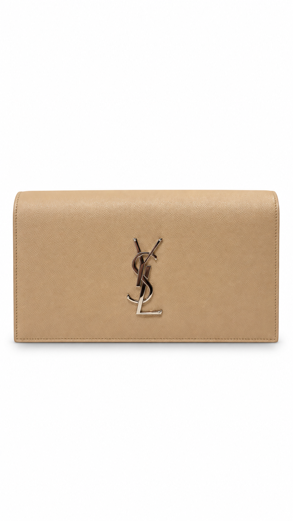 Saint Laurent Beige Grain de Poudre Monogram Clutch