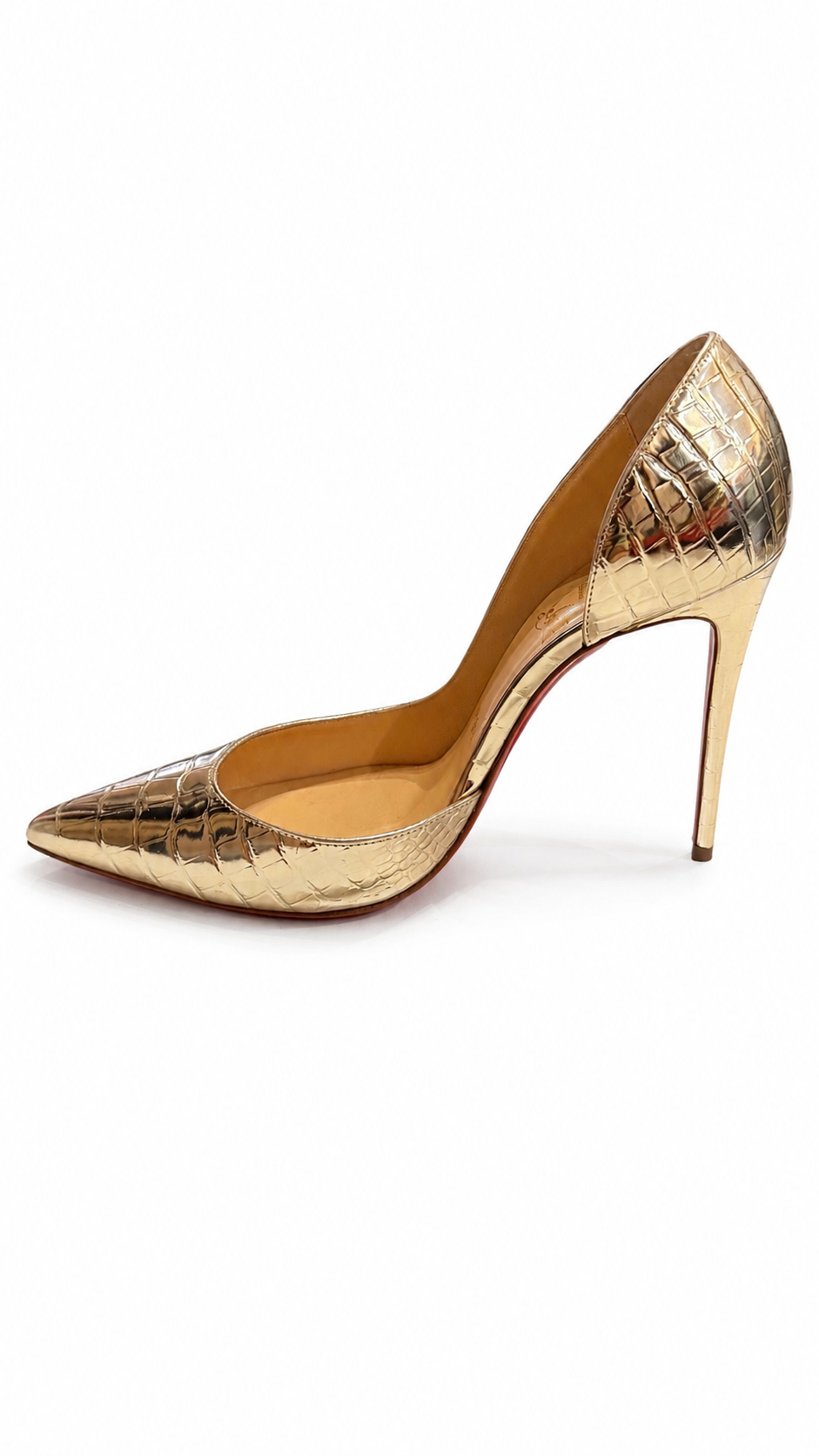Christian Louboutin Silver Croc Embossed Heels 37.5