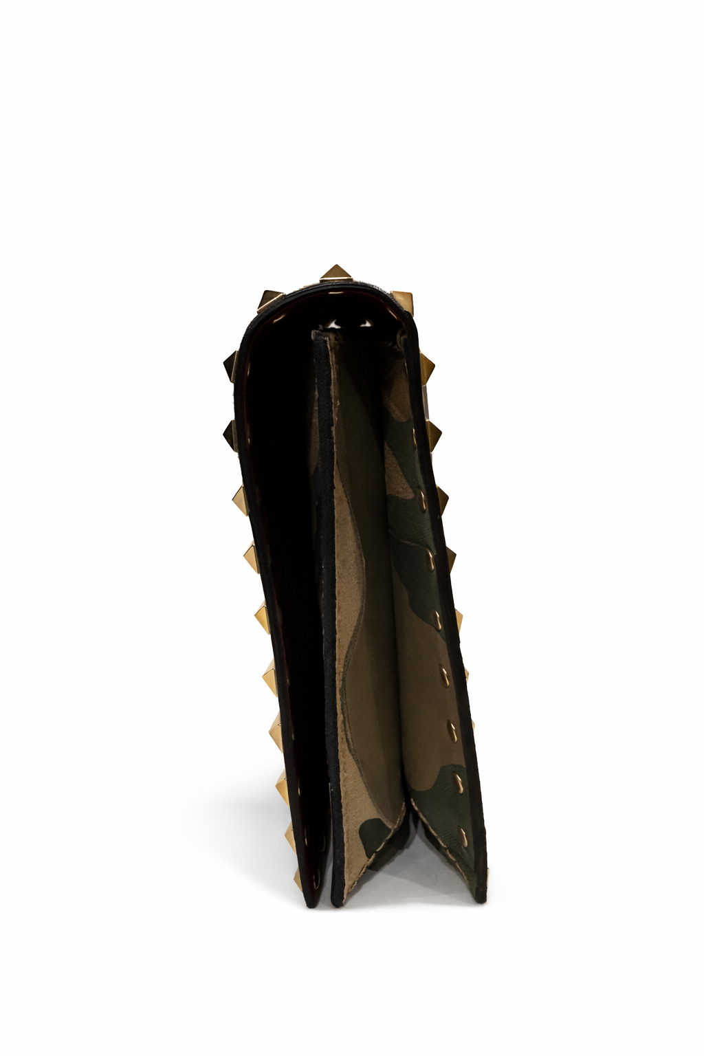 Valentino Rockstud Camouflage Canvas and Leather Clutch
