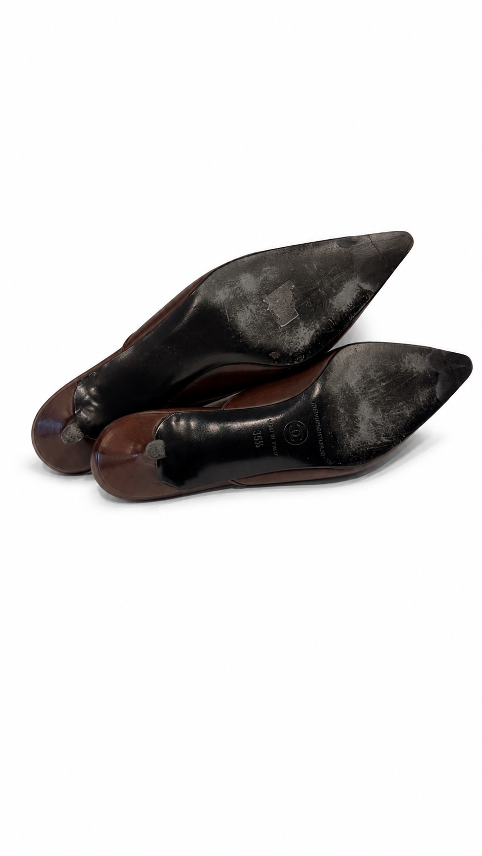 CHANEL VINTAGE BROWN MULES IN BROWN CALFSKIN