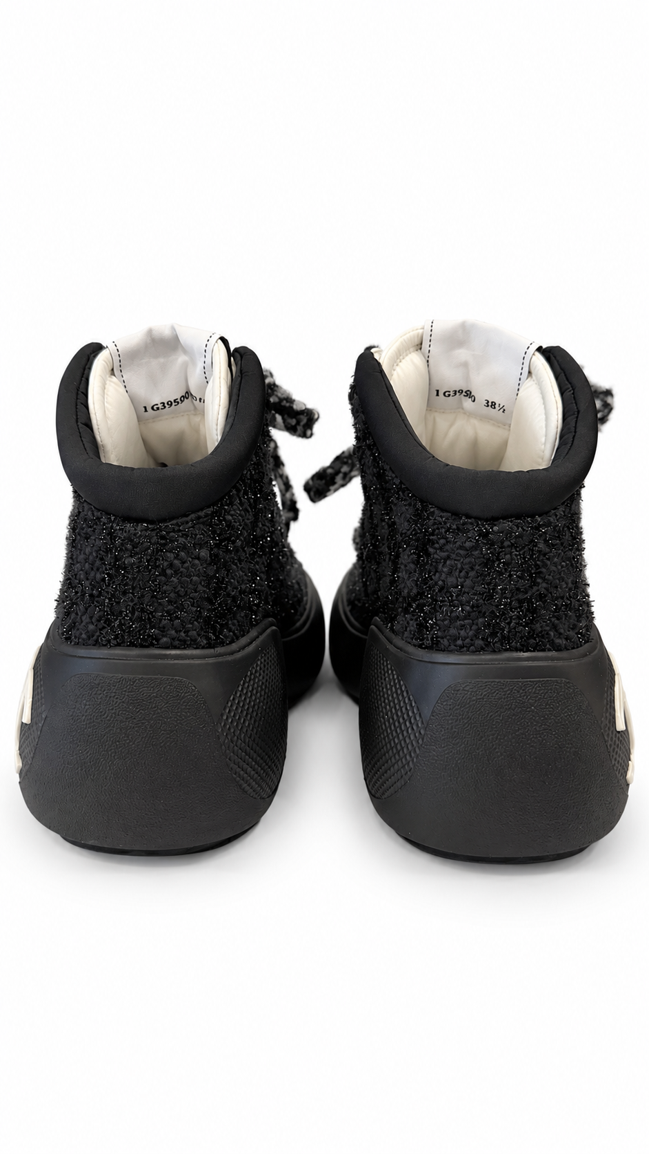 CHANEL INTERLOCKING CC LOGO TWEED SNOW BOOTS - SIZE 38.5