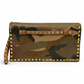Valentino Rockstud Camouflage Canvas and Leather Clutch
