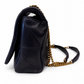 Saint Laurent Navy Chain Bag with Stiching 1/2 Triangle Decor