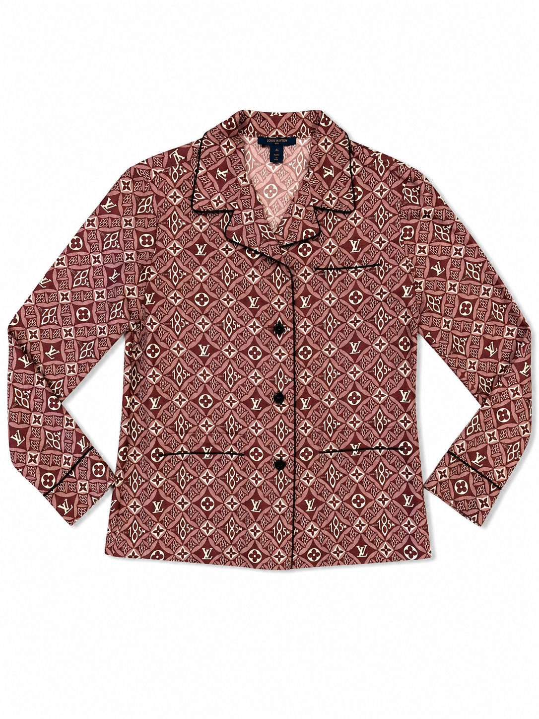 Louis Vuitton Burgundy Monogram Silk Shirt 36