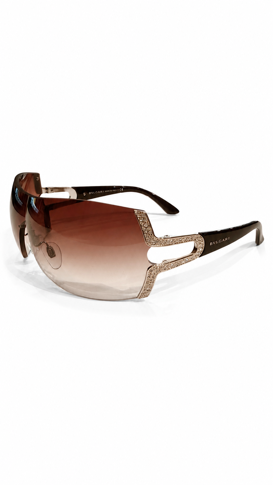 BVLGARI GRADIENT SHIELD CRYSTAL INCRUSTED SUNGLASSS