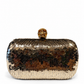 Alexander Mcqueen Gold Sequin and Crystal Skull Clutch