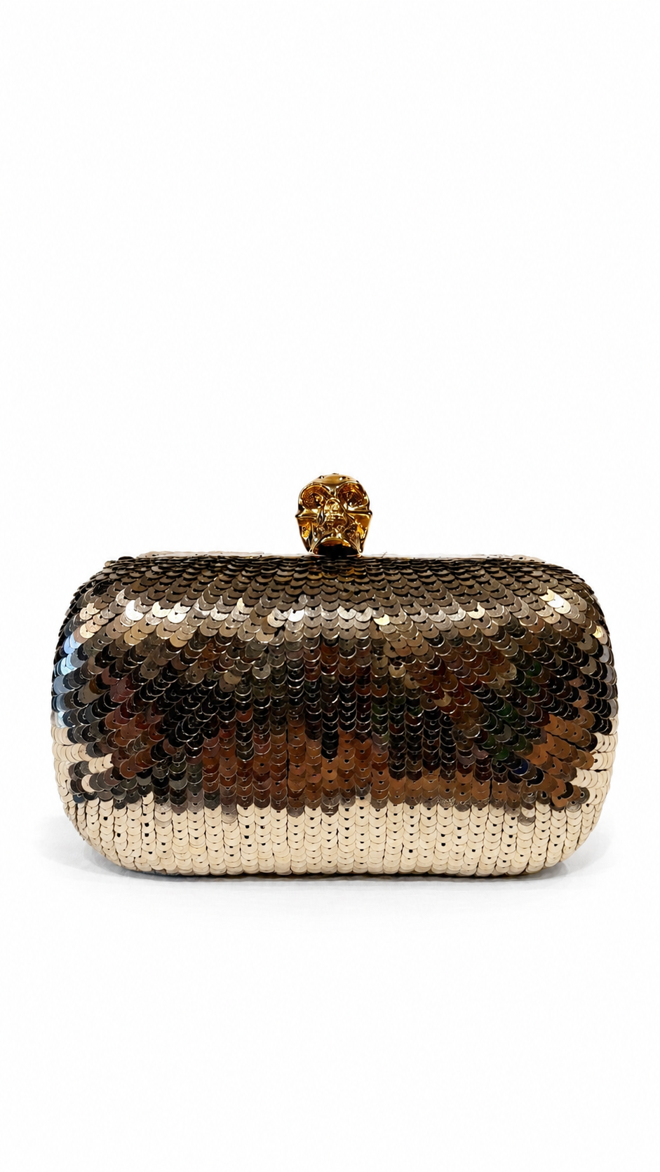 Alexander Mcqueen Gold Sequin and Crystal Skull Clutch