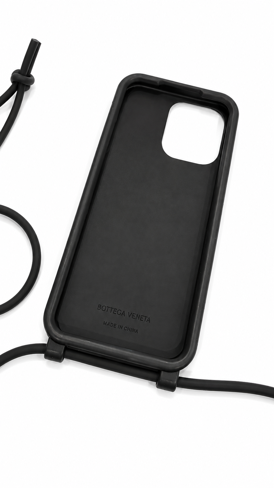 bottega veneta black intrecciato rubber iphone 14 max crossbody case
