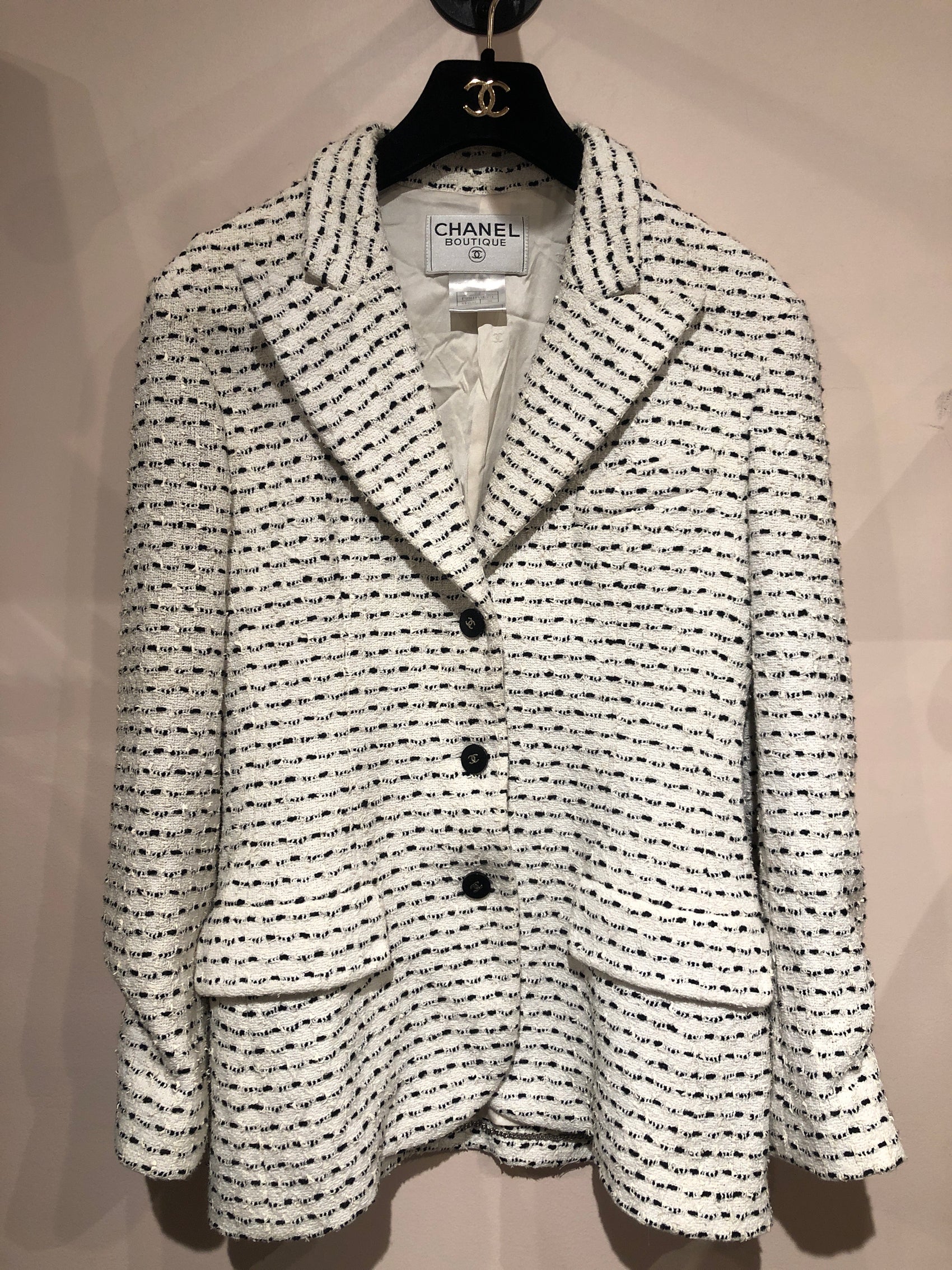 Chanel white tweed blazer