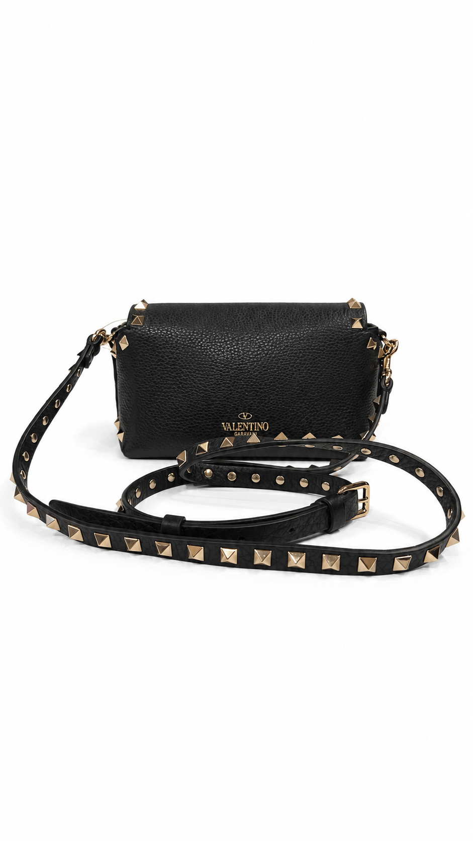 Valentino Garavani Black Mini Rockstud Leather Crossbody Bag